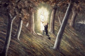Un dipinto raffigurante Joseph Smith sulla collina di Cumora, nel momento di ricevere dall’Angelo Moroni le Tavole d’Oro. (credit: by C.C.A. Christensen, XIX secolo, Pubblico Dominio)