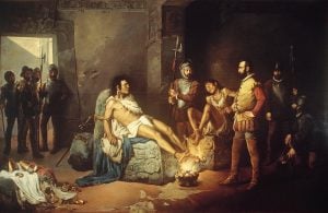 Leandro Izaguirre, “El suplicio de Cuauhtémoc”, 1892. Olio su tela – Museo Nacional de Arte, www.munal.com.mx.